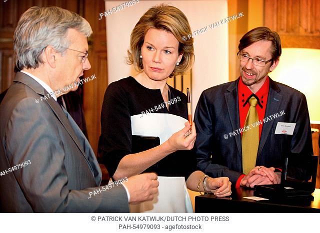 Queen Mathilde of Belgium attends the award ceremony of the Beauty Award with Minister of State Herman van Rompuy and Foreign Minister Didier Reynders at Castle...