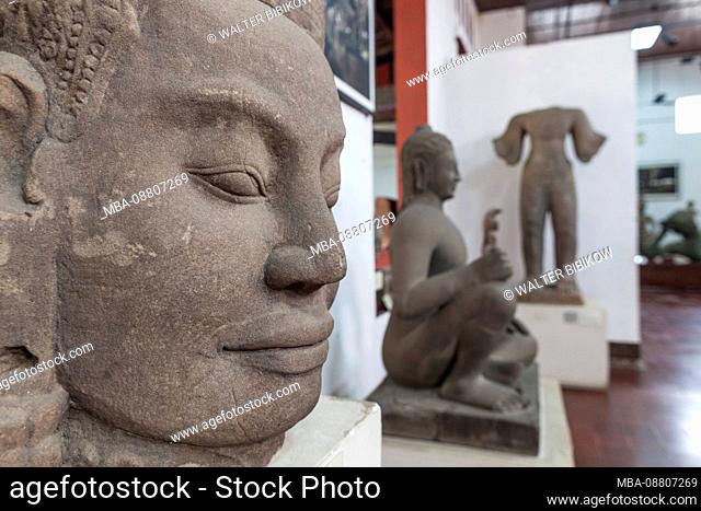 Cambodia, Phnom Penh, National Museum of Cambodia, interior, Angkor-era sculpture