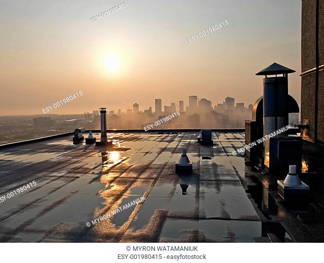 Sunrise Over Hirise Rooftop