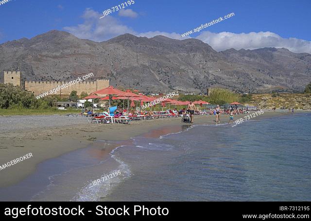 Sandy beach Beach, Venetian Castle, Frangokastello, Crete, Greece, Europe