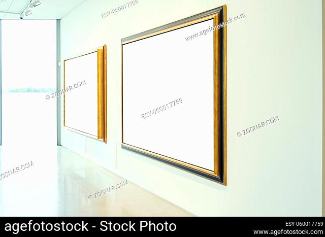 Art Gallery Museum Isolated Frame Contemporary White Wall Clipping Path