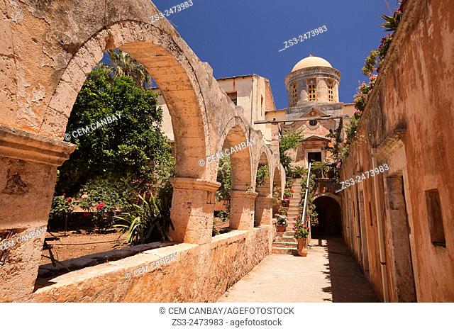 Scene from the Agia Triada Monastery, Akrotiri Peninsula, Crete, Greek Islands, Greece, Europe