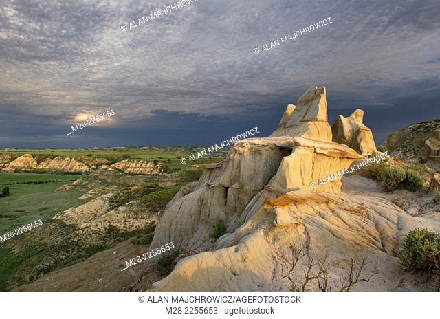 Badlands sandstone formations, Theodore Rossevelt National Park, North Dakota