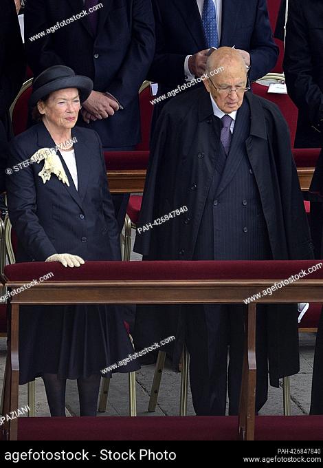 Italian President Giorgio Napolitano and his wife Clio Maria Bittoni in the picture: the canonisation mass of Popes John XXIII and John Paul II on St Peter's at...