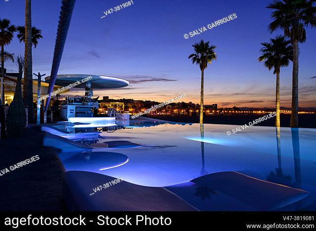 Pool at the Marina Beach Club Restaurant, Valencia, Spain