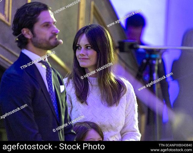 Prince Carl Philip and Princess Sofia with their son Prince Alexander attend the traditional festive service in Mora Church before the skiing competition...