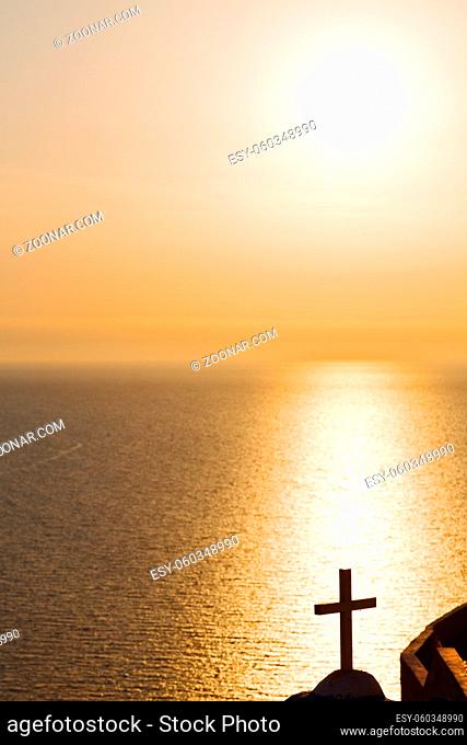 in  santorini  greece sunset and  the sky  mediterranean  red sea