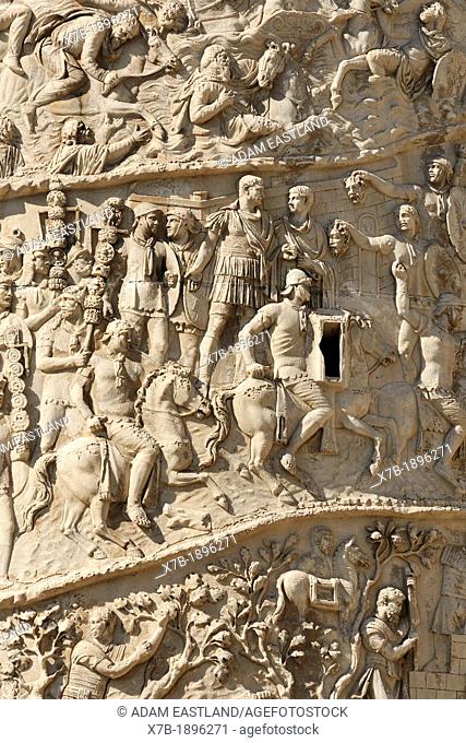 Rome  Italy  Trajan's Column AD 113  Details of scenes depicting the Emperor Trajan's two campaigns in Dacia Romania, AD 101-03, & AD 107-08