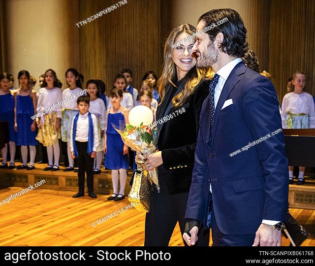 Princess Madeleine and Prince Carl Philip attend a concert at Lilla Akademien on the occasion of the Queen's 80th birthday at Lilla Akademien, Stockholm