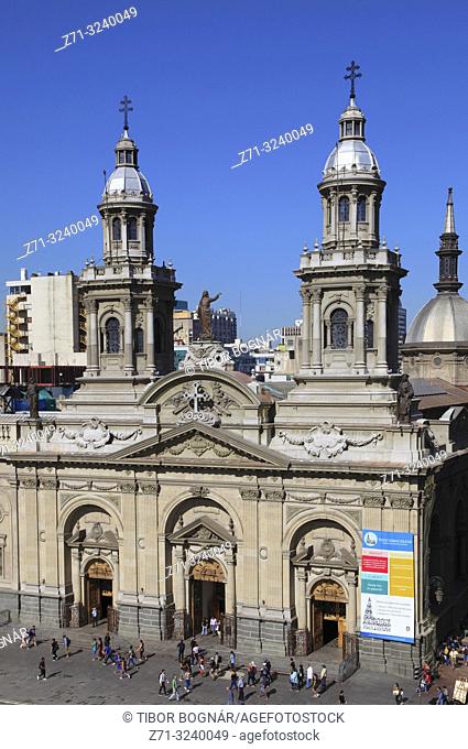 Chile, Santiago, Cathedral, Plaza de Armas,