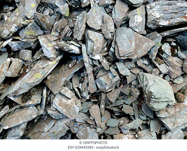 Grey scree from old slate quarry, UK