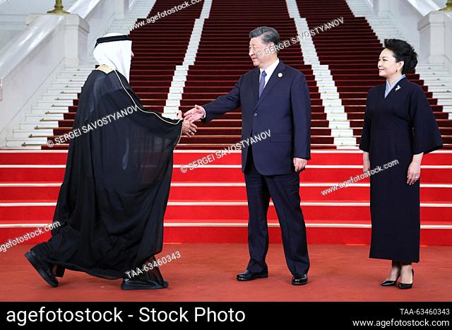 CHINA, BEIJING - OCTOBER 17, 2023: Sheikh Saud bin Saqr Al Qasimi, the current ruler of the Emirate of Ras Al Khaimah, one of the seven emirates of the United...