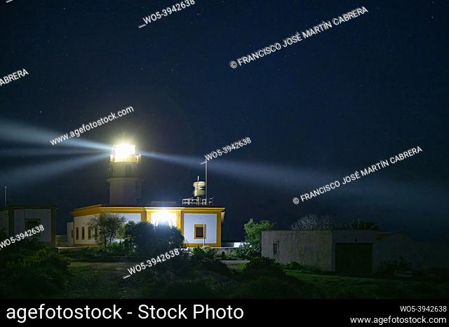 Spectacular image of Mesa Roldan lighthouse in Almeria, Spain