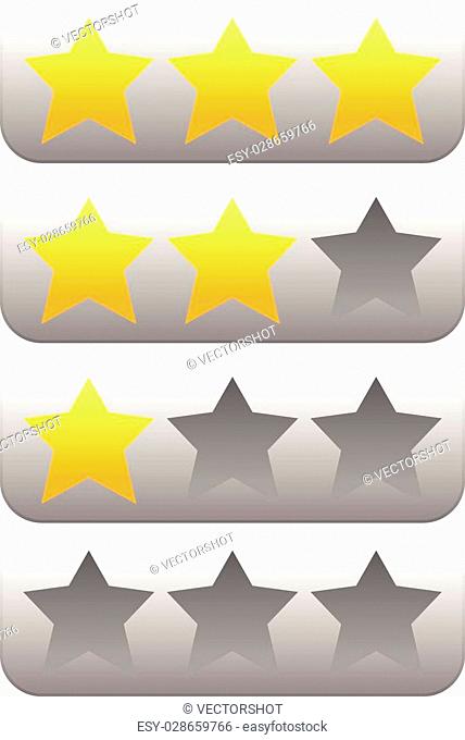 Star rating element with 3 stars. Vector