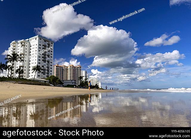 Coastal beach reflections - Pompano Beach, Florida, USA