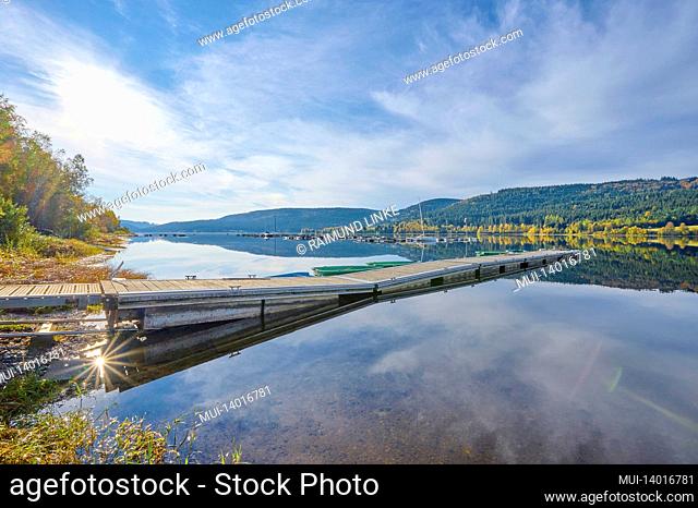 lake, jetty, morning, autumn, schluchsee, black forest, baden-württemberg, germany