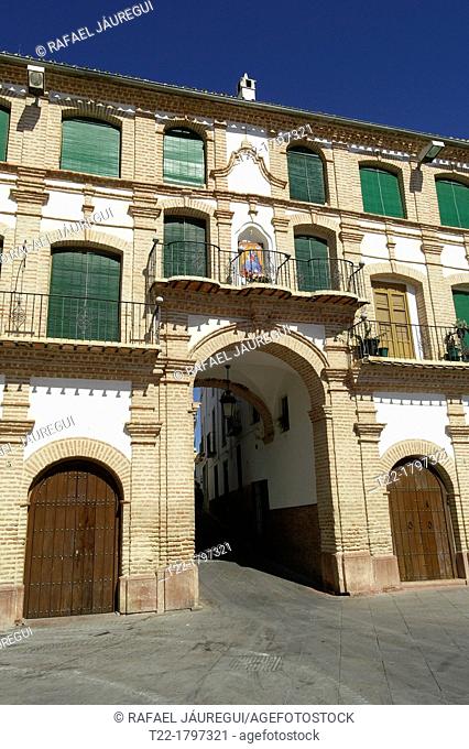 Archidona Malaga Spain  Arched entrance to the Plaza Ochavada in the historic center of the town of Archidona
