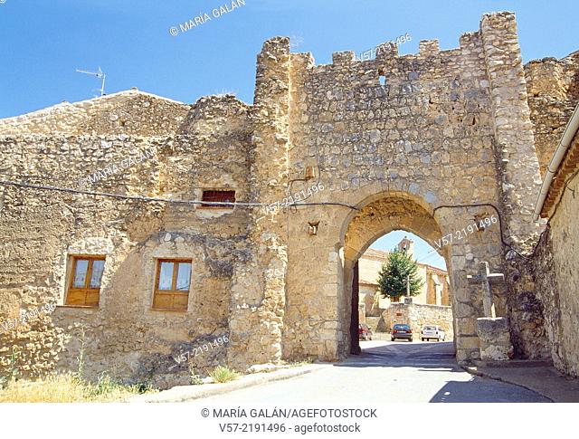 Gate of the city wall. Maderuelo, Segovia province, Castilla Leon, Spain