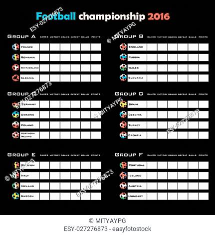 Football championship 2016. Summary table. Vector illustration