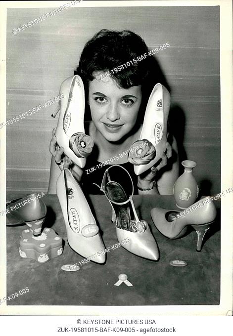 Oct. 15, 1958 - 15-10-58 Spring shoes by Rayne. The ?¢‚Ç¨?ìWedgwood?¢‚Ç¨¬ù Collection for export ?¢‚Ç¨‚Äú Mr. Edward Rayne the famous London shoe designer has...