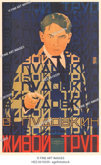 Movie poster The Living corpse, 1929. Artist: Borisov, Grigori Ilyich (1899-1942)