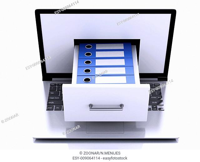 3d Laptop with ring binders. Data storage