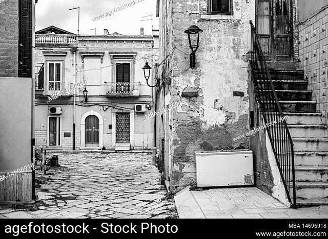 Abandoned alley and empty houses in Lesina, a small town in Gargano, Southern Italy