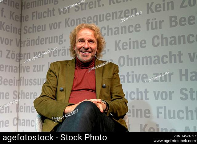 FRANKFURT AM MAIN, Germany - October 18 2019: Thomas Gottschalk (*1950, German TV host) at 71st Frankfurt Book Fair / Buchmesse Frankfurt