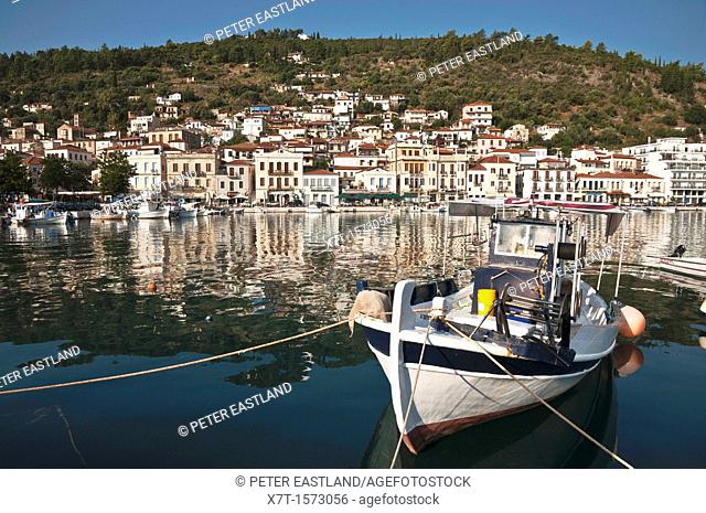 The town of Gythio seen from the harbour  Lakonia, Southern Peloponnese, Greece