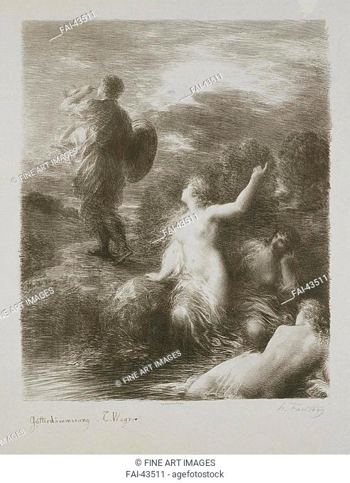 The Twilight of the Gods. Siegfried and the Daughters of the Rhine by Fantin-Latour, Henri (1836-1904)/Lithography/Symbolism/1884/France/State Hermitage, St