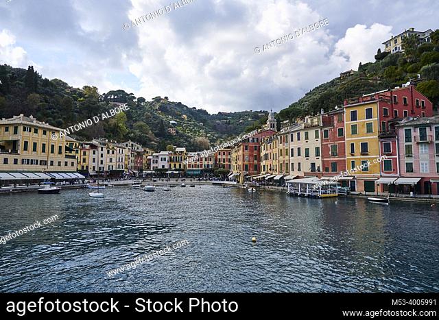 The waterfront and touristic dock of Portofino. Genova. Italy
