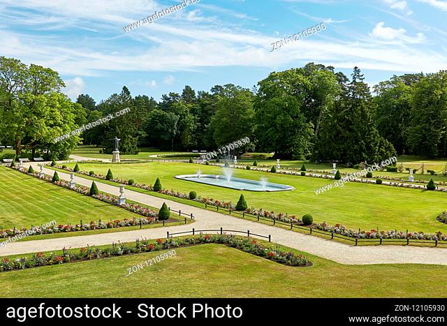 PALANGA, LITHUANIA - JULY 05, 2017: Beautiful Palanga Amber Museum in Tiskeviciai Palace and Botanical Garden in Palanga, Lithuania
