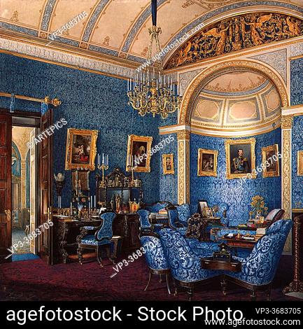 Hau Edward Petrovich - Interiors of the Winter Palace - the Boudoir of Grand Princess Maria Alexandrovna - Russian School - 19th Century