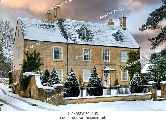 Cotswold home with snow