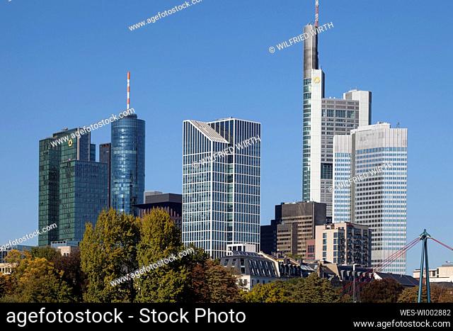 Germany, Hesse, Frankfurt am Main, Skyline, Maintower, Taunusturm, Commerzbank Tower