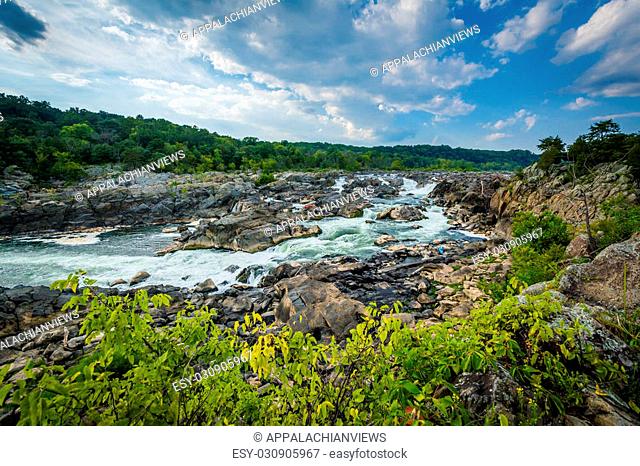 Rapids in the Potomac River at Great Falls, seen from Olmsted Island at Chesapeake & Ohio Canal National Historical Park, Maryland