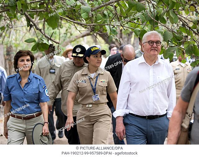 12 February 2019, Colombia, Cartagena: Federal President Frank-Walter Steinmeier is shown around the maritime national park ""Corales del Rosario y de San...