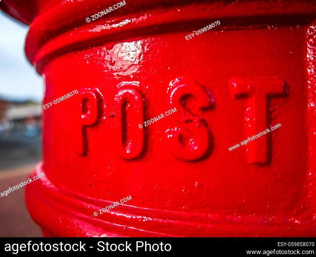 Detail Of A Traditional Red British Royal Mail Post Box