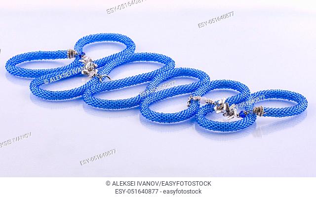 Handmade designer blue bead necklace of blue color