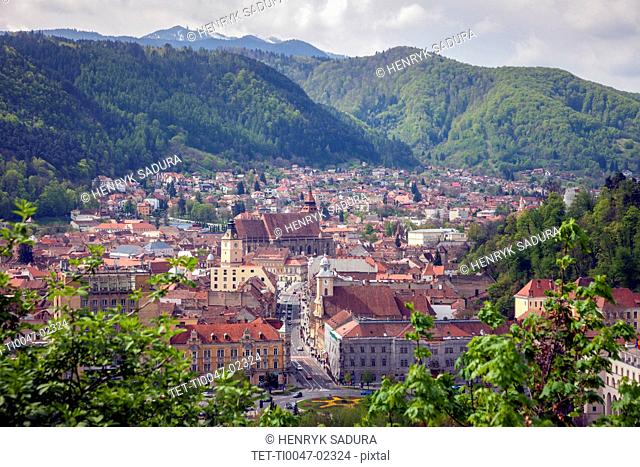 Cityscape with hills in Brasov, Romania