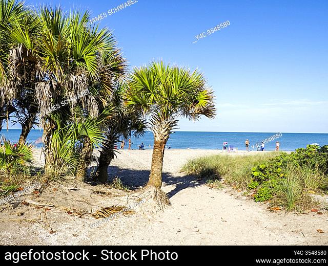 Entrance walkway to Manasota Key Beach on Manasota Key on the Gulf of Mexico in Englewood FLorida in the United States