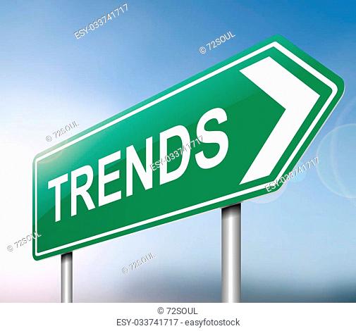 Illustration depicting a sign with a trends concept
