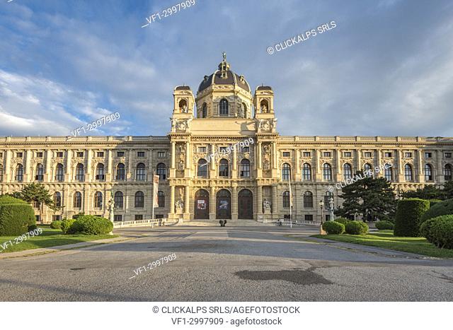 Vienna, Austria, Europe. The Maria Theresa square with the Natural History Museum on the Maria Theresa square