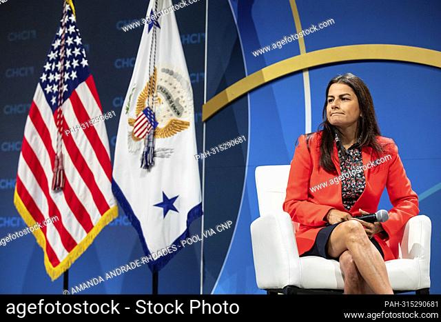 United States Representative Nanette Barragan (Democrat of California) listens during the Congressional Hispanic Caucus Institute leadership conference at the...