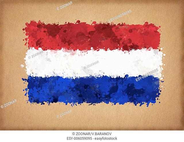 Flag of Netherlands painted with watercolors