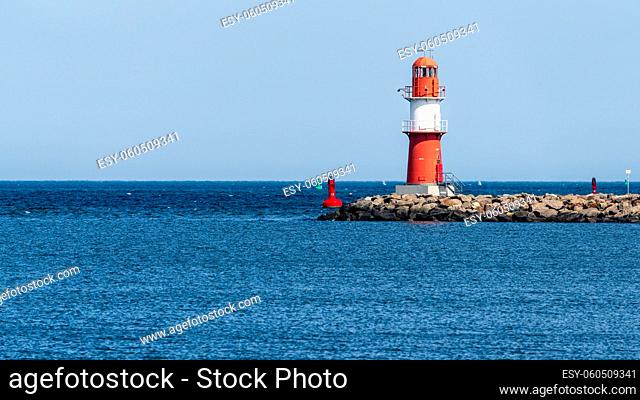 The eastern pier lighthouse in Warnemuende, Mecklenburg-Western Pomerania, Germany