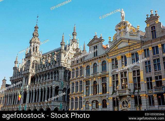 Old beautiful facade at Grand Place in Brussels, Belgium