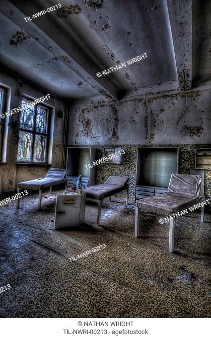 Abandoned lunatic asylum north of Berlin, Germany Day beds