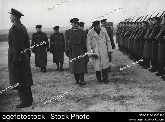 Monty Arrives In Berlin - Field Marshal Montgomery on his way to visit Moscow, where he hopes to meet Stalin.Field Marshal Lord Montgomery inspecting members of...
