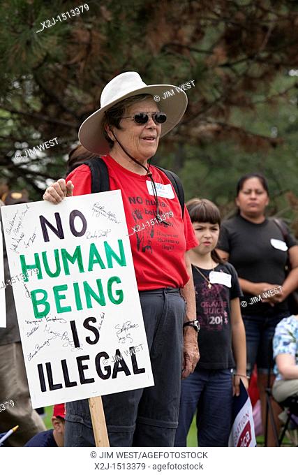 Detroit, Michigan - Members of the Mexican-American and Arab-American communities marched and rallied to protest racial profiling and harassment of immigrant...